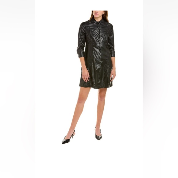 Nanette Lepore Dresses & Skirts - Nanette Lepore Leather Button Up Shirtdress